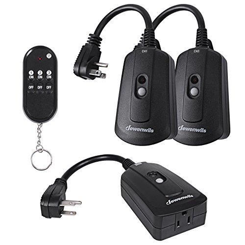 DEWENWILS Outdoor Indoor Wireless Remote Control Outlet Kit, Waterproof Electrical Plug in Remote Light Switch, Separately Controlled 3 Pack Receivers, 100 Feet RF Signal, UL Listed, Black