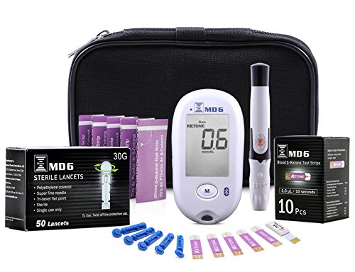 Bruno MD6 Blood Ketone & Glucose Monitoring System | Track Your Ketones & Ketogenic Diet Progress | Ketosis Test Kit with Lancing Device, 10 Keto Strips + 50 Lancets