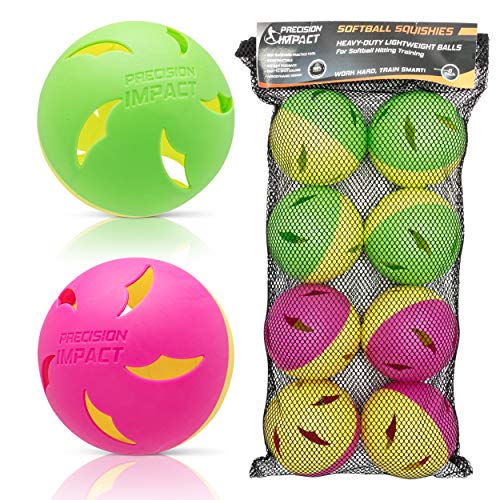 Precision Impact Softball Practice Balls: Heavy-Duty Lightweight Balls for Softball Hitting Training (8-Pack)