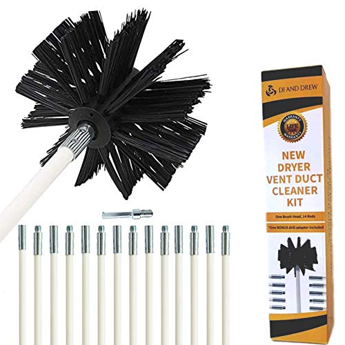 Dryer Vent Cleaner Kit -(20-Feet) Highly Effective Lint Remover Reusable Strong and Flexible Lint Brush with Bonus Drill Adapter Included for Faster Lint Removal. Use with Or Without Drill