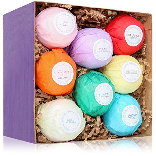 HanZá 8 Bath Bombs Gift Set Ideas - Vegan Gifts for Women, Mom, Girls, Teens, Her, Mothers, Wife - Ultra Comforting Spa Fizzies - Add to Bath Bubbles, Bath Beads, Bath Pearls & Flakes