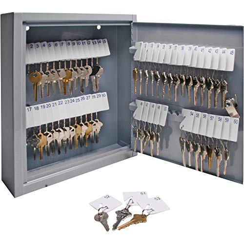 Sparco Secure Key Cabinet, 10 x 3 x 12 Inches, 60 Keys, Gray