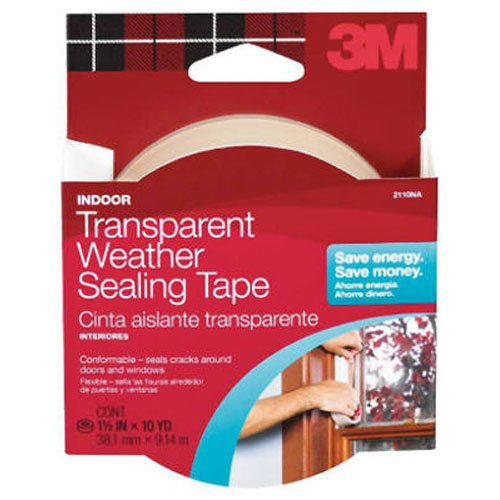 3M 2110NA Interior Transparent Weather Sealing, 1.5-Inch by 10-Yard 1-1/2x30 WTHRPF Tape, 1 Pack