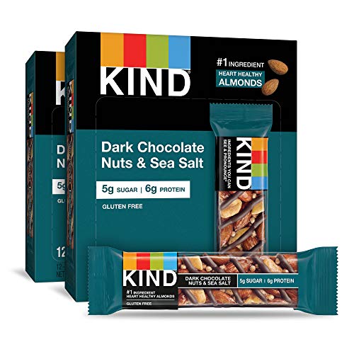 KIND Bars, Dark Chocolate Nuts & Sea Salt, Gluten Free, 1.4 Ounce Bars, 24 Count