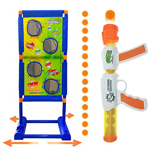 Trsmima Shooting Game Toy Set, Fun Moving Shooting Game with a Foam Ball Popper Air Toy Gun and Electronic Running Standing Shooting Target & 15 Foam Balls, Ideal Gift for Boys and Girls ages 5 and up