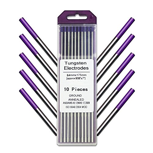 WeldingCity 10-pk TIG Welding Tungsten Electrode Tri-Element Non-Radioactive (Purple) 3/32' x 7'
