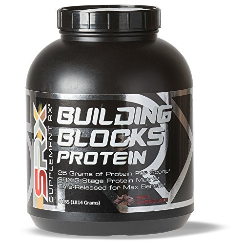 Supplement Rx (SRX) - Building Blocks Protein Rich Chocolate 4 lbs, Whey Protein Powder Concentrate, Whey Protein Isolate, Egg White Protein Powder, Weight Loss, Gluten Free, Protein Shake Powders