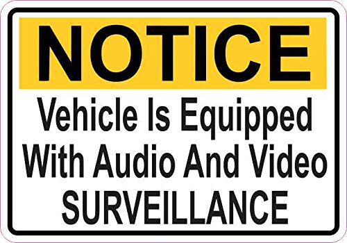 StickerTalk Notice Vehicle is Equipped with Audio and Video Surveillance Vinyl Sticker, 5 inches by 3.5 inches