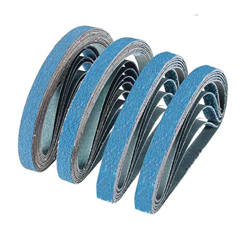 1/2 Inch X 18 Inch Sanding Belts, 4 each of 40/60/80/120 Grits, Blue Belt Sander Tool for Woodworking, Metal Polishing, Zirconia Sanding Belts (16 Pack)