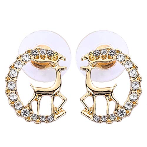 Christmas Earrings for Women Elk Drop Dangle Earrings Fashion Geometric Hollow Round Earring Cute Little Animal Jewelry Earring Set Pendant Accessories as Halloween Holiday for Girl Gift