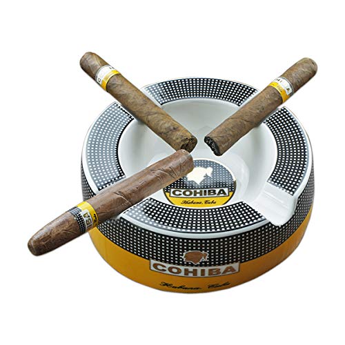 GUEVARA Cigar Ashtray Big Ashtrays for 8' Round Cigarettes Large Rest Outdoor Cigars Ashtray for Patio/Outside/Indoor Ashtray