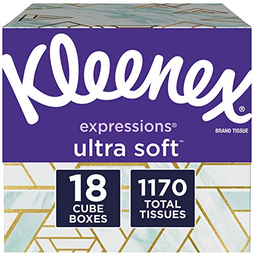 Kleenex Expressions Ultra Soft Facial Tissues, 18 Cube Boxes, 65 Tissues per Box (1,170 Tissues Total)