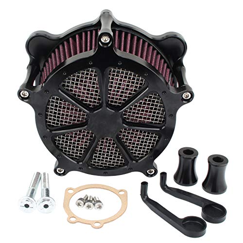 Air Cleaner Intake Filter Black Contrast Cut System Kit For Touring Road King Street Glide Road Glide 93-2007 Dyna FXR Softail FXST FXSB FXDL