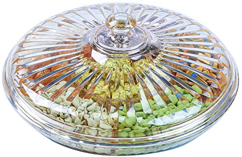 Yesland 12-3/8 Inches Snack Serving Tray Set with Lid, Acrylic Appetizers/Food Tray with 6 Sections for Parties, Holidays, Family Dinner