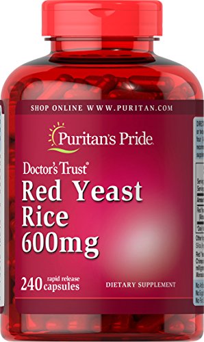 Puritans Pride Red Yeast Rice 600 mg Capsules, 240 Count