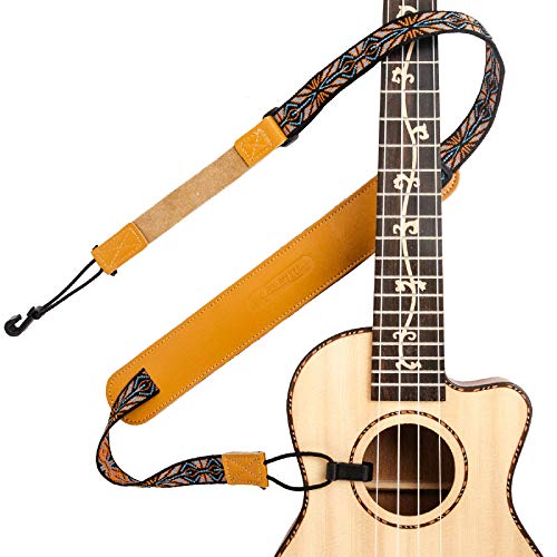 M33 Upgrade Multicolor Hawaiian Jacquard Woven Ukulele Strap, Double J Hooks Clip On Ukulele Belt, Easy To Use Fits Most Standard Uke Sizes