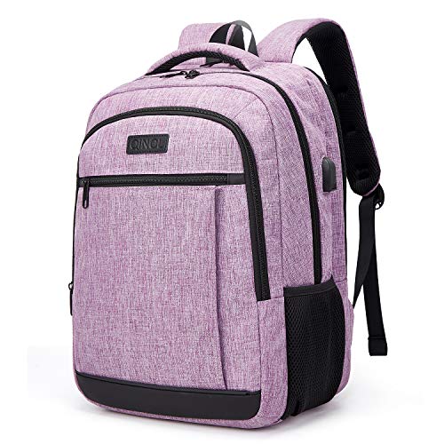 QINOL Travel Laptop Backpack Anti-Theft Work Bookbags with USB Charging Port, Water Resistant 15.6 Inch College Computer Bag for Men Women (Purple)