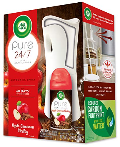 Air Wick Freshmatic Automatic Spray Starter Kit, (Gadget + Refill), Apple Cinnamon Medley, Holiday scent, Holiday spray, Essential Oils, Air Freshener, Odor Neutralization, Packaging May