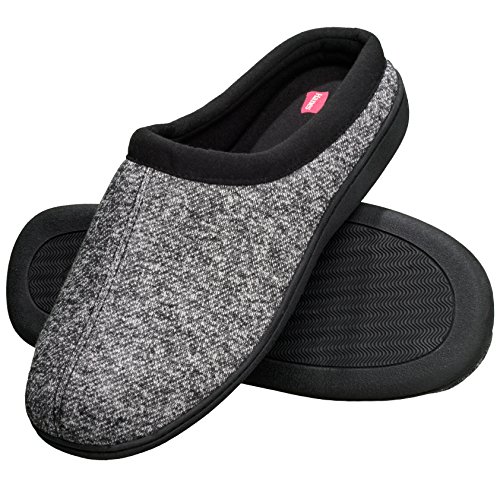 Hanes Men's Memory Foam Indoor Outdoor Clog Slipper Shoe with Fresh IQ, Black, 3X