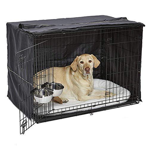 iCrate Dog Crate Starter Kit | 42-Inch Dog Crate Kit Ideal for Large Dog Breeds (weighing 71 - 90 Pounds) || Includes Dog Crate, Pet Bed, 2 Dog Bowls & Dog Crate Cover