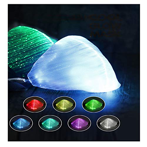 LED Light up Face Mask 7 Color Lights USB Rechargeable Glowing Luminous Mask for Party Festival Dancing Rave Masquerade Costumes (black)