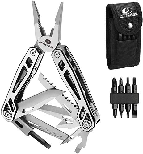 MOSSY OAK Multitool, 21-in-1 Stainless Steel Multi Tool Pocket Knife with Screwdriver Sleeve, Self-locking Multitool Pliers with Sheath-Perfect for Outdoor, Survival, Camping, Hiking, Simple Repair