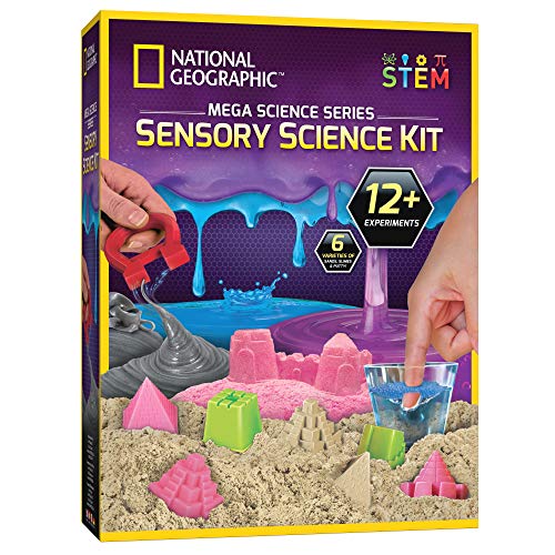 NATIONAL GEOGRAPHIC Sensory Science Kit - Mega Science Combo Kit for Kids, Includes Kinetic Play Sand, Slime, Putty, and Other Sensory Experiments, Great Interactive Learning and Stress Relief Toy