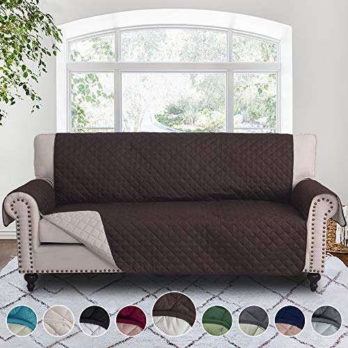 RHF Reversible Sofa Cover, Couch Covers for 3 Cushion Couch, Couch Covers for Sofa, Couch Cover, Sofa Covers for Living Room,Couch Covers for Dogs, Sofa Slipcover,Couch Protector(Sofa:Chocolate/Beige)