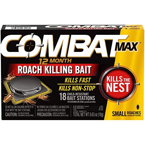 Combat Max 12 Month Roach Killing Bait, Small Roach Bait Station, Child-Resistant, 18 Count