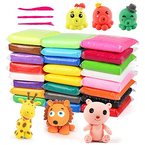 24 Colors Magic Air Dry Clay,Ultra Light Modeling Clay,Creative Art DIY Crafts Clay Dough with Tools as Great Present for Children Toy for Kids