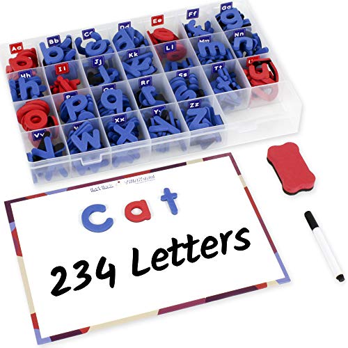 Inspired Thinkers 240 Pcs Magnetic Letters Set - Classroom Educational Alphabet Magnets Kit, Movable Foam Lowercase and Uppercase ABC with Writing Board and Eraser, for Kids Ages 4 5 6 7 8 9 10 11 12