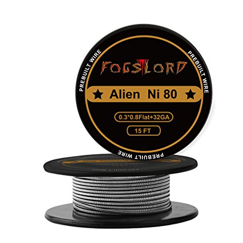 FogsLord Alien Wire Nichrome 80 Heat Resistance Wire Spool Braided Electronic Coil 15 ft. AWG 0.3x0.8 Flat + 32GA