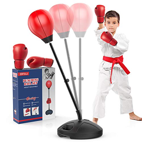 QPAU Upgraded Punching Bag for Kids, Adjustable Kids Punching Bag with Stand Incl Boxing Gloves, Kids Toys Gifts for 3, 4, 5, 6, 7, 8 Year Old Boys Girls