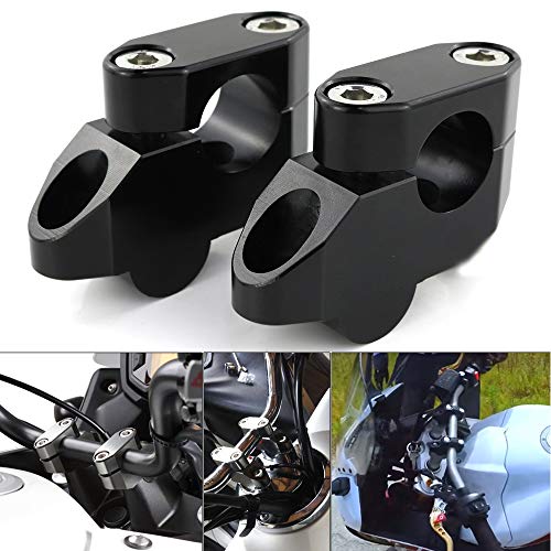 Xitomer 7/8' 22mm Motorcycle ATV Dirt Bike Motocross Handlebar Risers With Clamps, Fit for Honda Grom MSX125/ CRF250L, Kawasaki KLR650/ Z125, Suzuki DRZ 400/S, Yamaha FZ1/ FZ8/ FZ16 TT-R230 (Black)