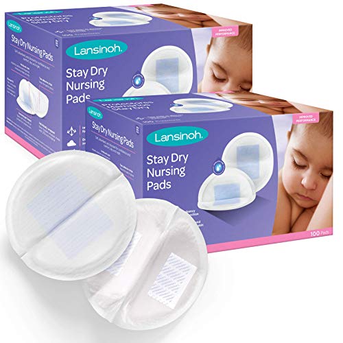 Lansinoh Stay Dry Disposable Nursing Pads, Superior Absorbency, Ultra Soft Leak Protection for Breastfeeding, Non-Toxic Milk Pads, Nursing Essentials, 100 Count (Pack of 2)