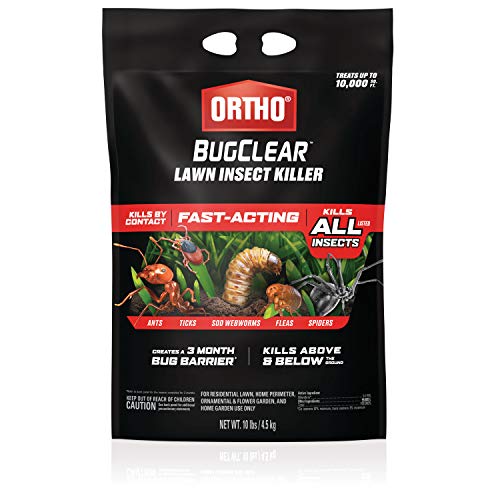 Ortho BugClear Lawn Insect Killer - Kills Ants, Spiders, Fleas, Ticks & More, Creates a 3 Month Bug Barrier, For Lawn & Outdoor Home Garden Use, Treats up to 10,000 sq. ft., 10 lb.
