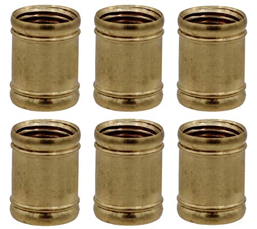 Creative Hobbies Brass Coupling 1/2 Inch Long 1/8 IP for Lamp and Light Fixture Assemlby or Repair | Pack of 6
