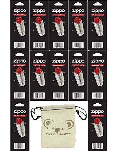 Zippo 12 Flint Dispensers (72 Flints Total) Lighter Replacement Set Pack | 12pk Bundle + Pouch