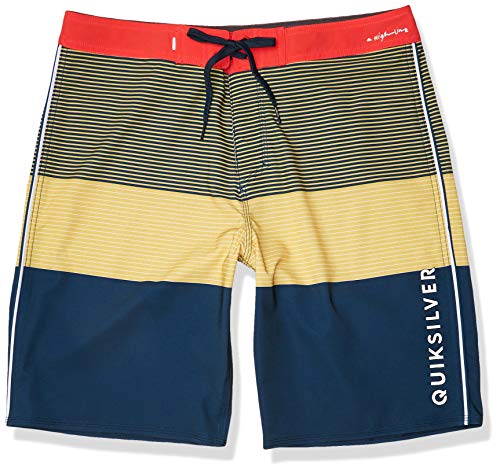 Quiksilver Men's Highline Massive 20 Inch Outseam Stretch Boardshort Swim Trunk, Misted Yellow, 34