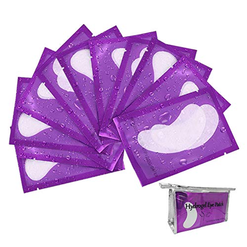 100 Pairs Eyelash Extension Gel Patches, Lash Extensions Lint Free Hydrogel Under Eye Pads Beauty Eye Mask supplies(purple)