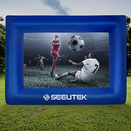 Seeutek 16 Feet Inflatable Outdoor Movie Projector Screen Outside Blow Up Mega Movies TV Projectors Theater Screens for Backyard with Storage Bag, Supports Front and Rear Projection