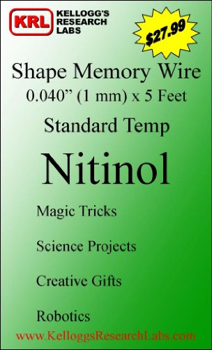 Kellogg's Research Labs, Standard Temp 115°F (45°C), 0.040' (1.0mm) Shape Memory Nitinol Wire, 5 feet