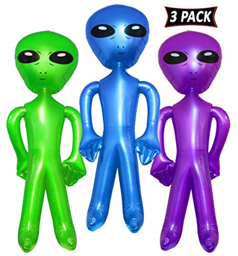 Giant Inflatable Alien Decorations For Alien Party, Halloween,Theme Events And Props - Blow Up Alien Comes In Green, Blue, Purple Awesome And Huge Inflatable Aliens - Pack Of 3 Aliens