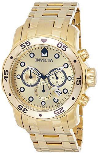 Invicta Men's Pro Diver Japanese Quartz Watch with Gold-Plated-Stainless-Steel Strap, 19 (Model: 0074)
