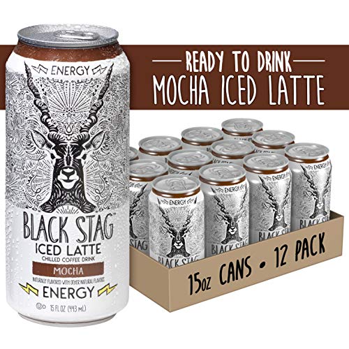 Black Stag Coffee, Pre-Made Iced Mocha Latte + Energy, Ready To Drink, 15 Oz, (Pack Of 12)