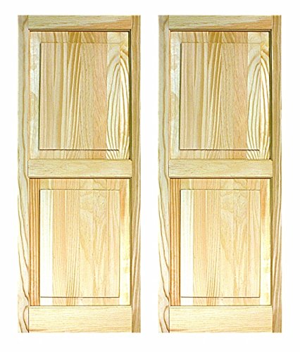 LTL Home Products SHP55 Exterior Solid Wood Raised Panel Window Shutters, 15 x 55 Inches, Unfinished Pine