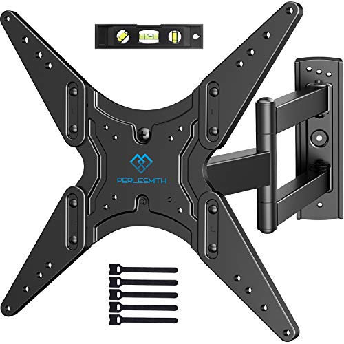 PERLESMITH TV Wall Mount for Most 26-55 Inch Flat Curved TVs with Swivels, Tilts & Extends 19.5 Inch - Wall Mount TV Bracket VESA 400x400 Fits LED, LCD, OLED, 4K TVs Up to 88 lbs