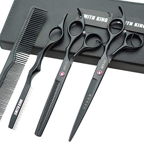 7.0 Inches Professional hair cutting thinning scissors set with razor (Black)