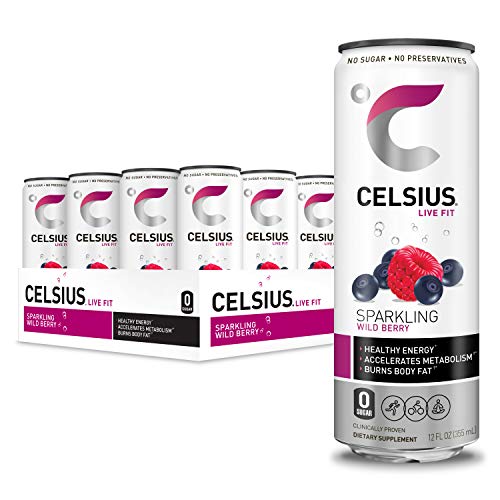 CELSIUS Sparkling Wild Berry Fitness Drink, Zero Sugar, Slim Can, 12 Fl Oz (Pack of 12)