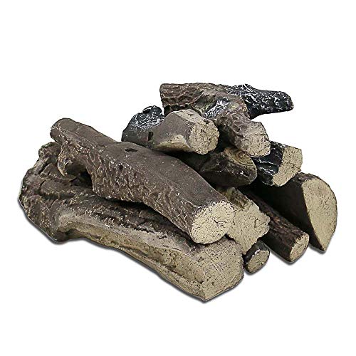 QuliMetal Gas Fireplace Logs Set for Fireplaces, Fire Pits, Ventless, Propane, Gas Inserts, Vent-Free, Gel, Electric, Indoor and Outdoor Use, Realistic Wood Log Set Fireplace Decoration, 10 Pcs